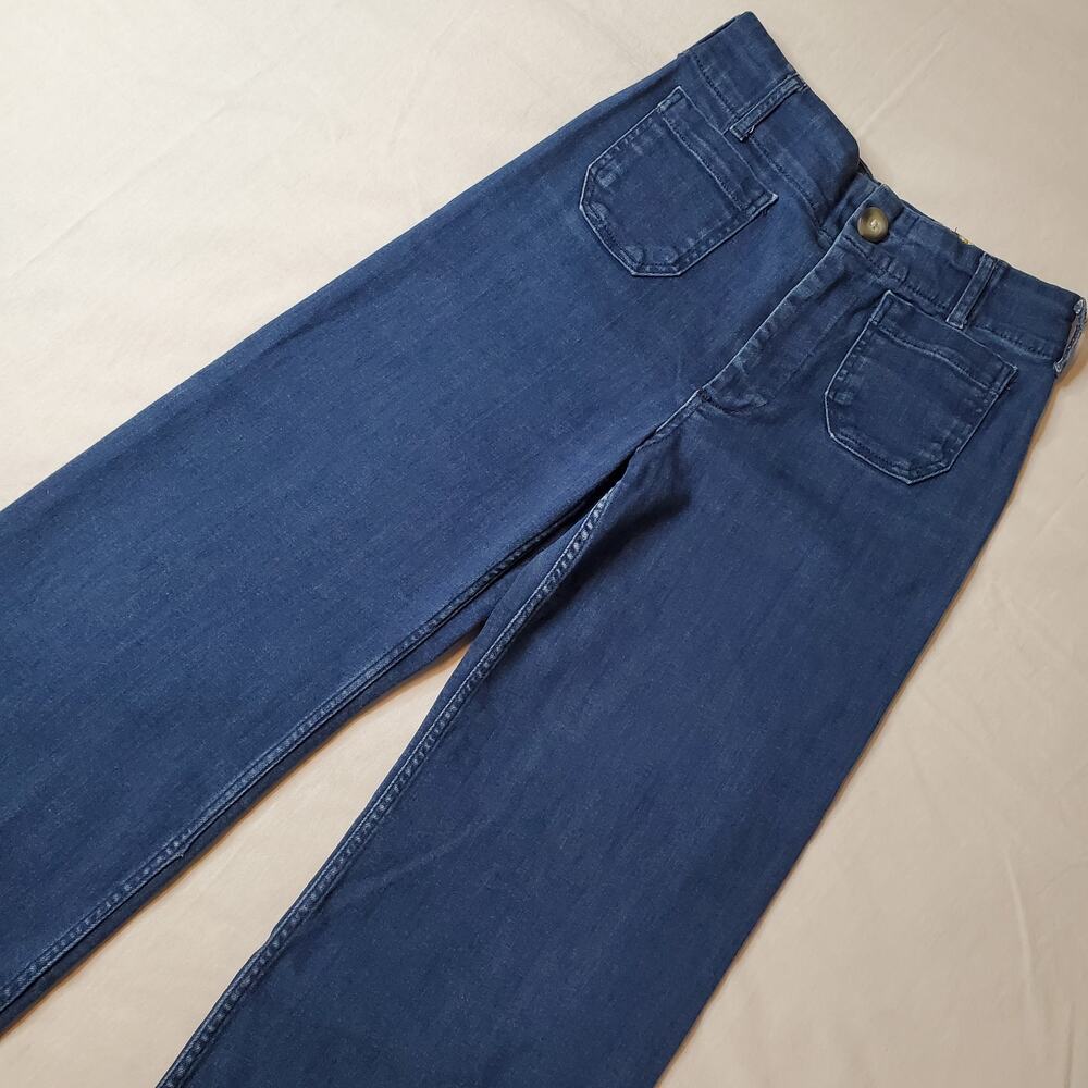 Maeve Anthropologie Women's Size 27 Colette Crop High-Rise Wide-Leg Jeans Blue